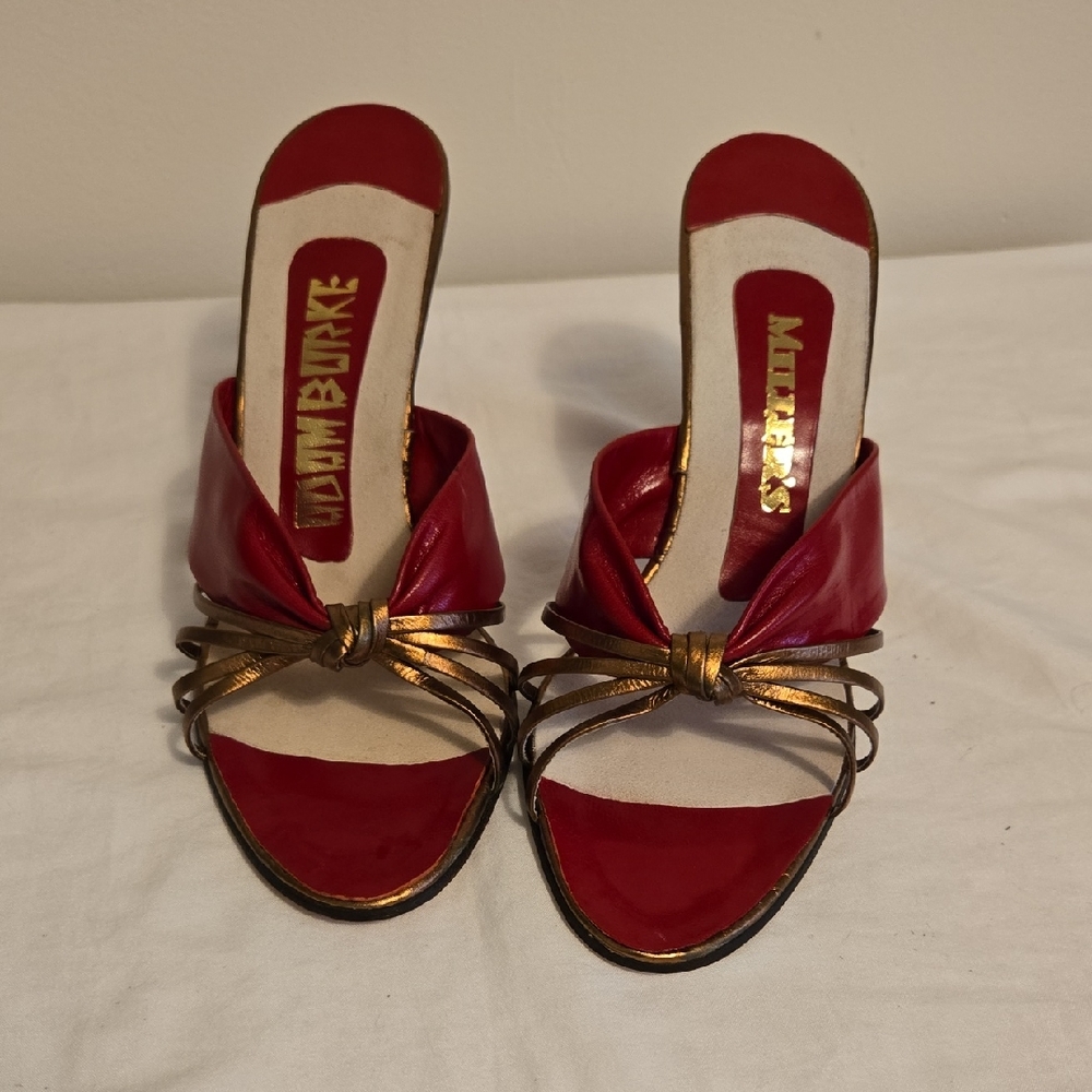 Vintage Red and Bronze Women's Strappy Heels